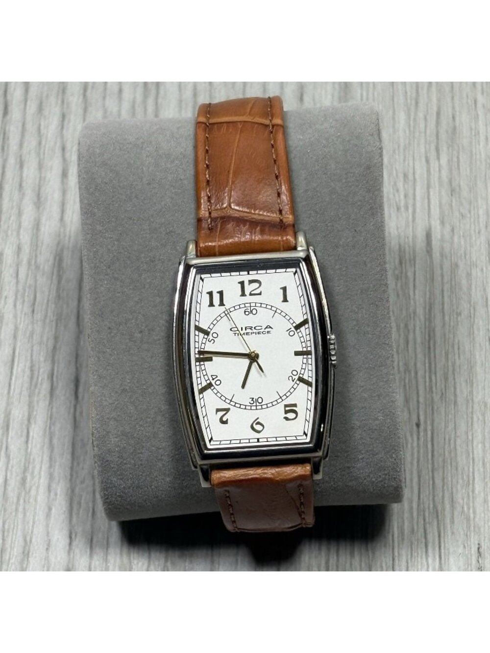 Circa Timepiece CT112T Brown Leather Analog White Dial Quartz Watch Need Battery